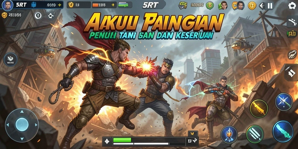 Tampilan aksi mendebarkan dalam gameplay 5RT yang intens.