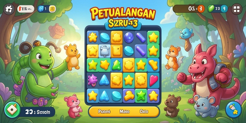 Tampilan gameplay seru dalam game Match-3 71H yang penuh warna.