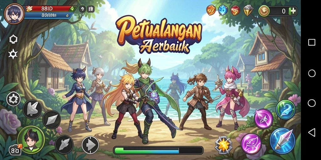 Tampilan Gameplay 88ID dengan karakter Anime yang menarik dan aksi seru.