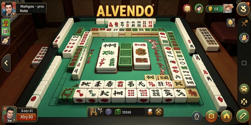 Tampilan gameplay ALVENDO yang menarik dan menantang di dunia Mahjong.