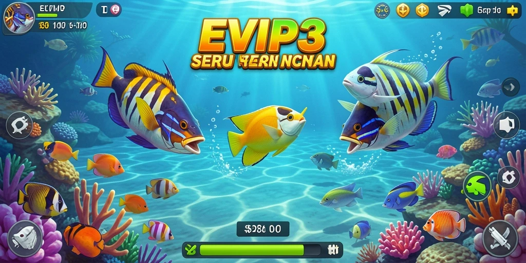 Tampilan gameplay seru dari EVIP3 saat menangkap ikan.