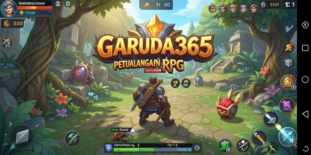 Screenshot gameplay GARUDA365 menampilkan pertarungan epik di dunia fantasi.