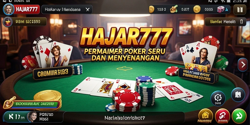 Tampilan seru gameplay Poker di HAJAR777 yang menegangkan.