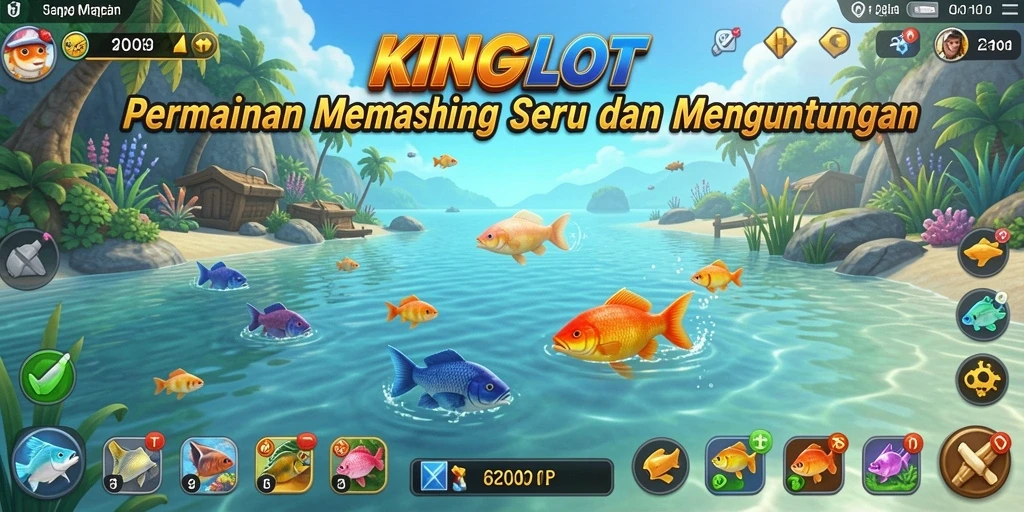 Screenshot utama KINGSLOT menampilkan aksi memancing yang mendebarkan.