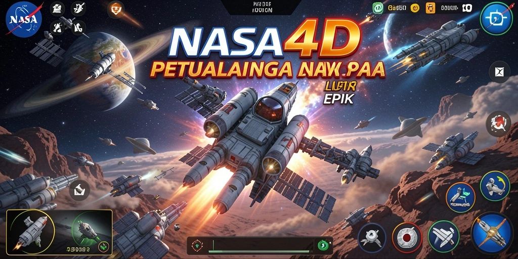 Tangkapan layar gameplay NASA4D menampilkan pertempuran luar angkasa yang mendebarkan.