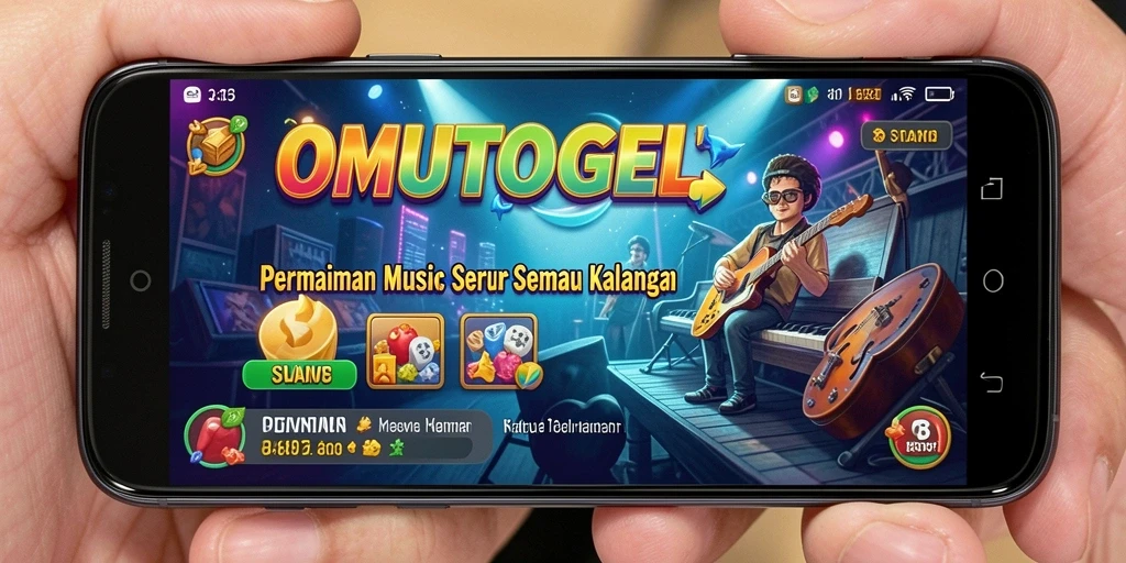 Tampilan layar utama OMUTOGEL menampilkan pilihan lagu yang beragam dan menarik.