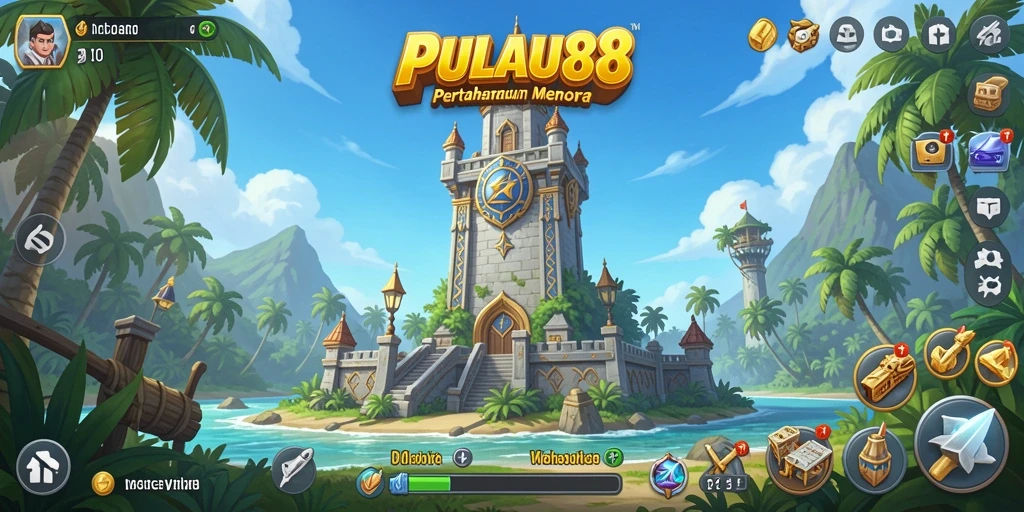 Screenshot gameplay menampilkan aksi seru dalam PULAU88 Tower Defense.
