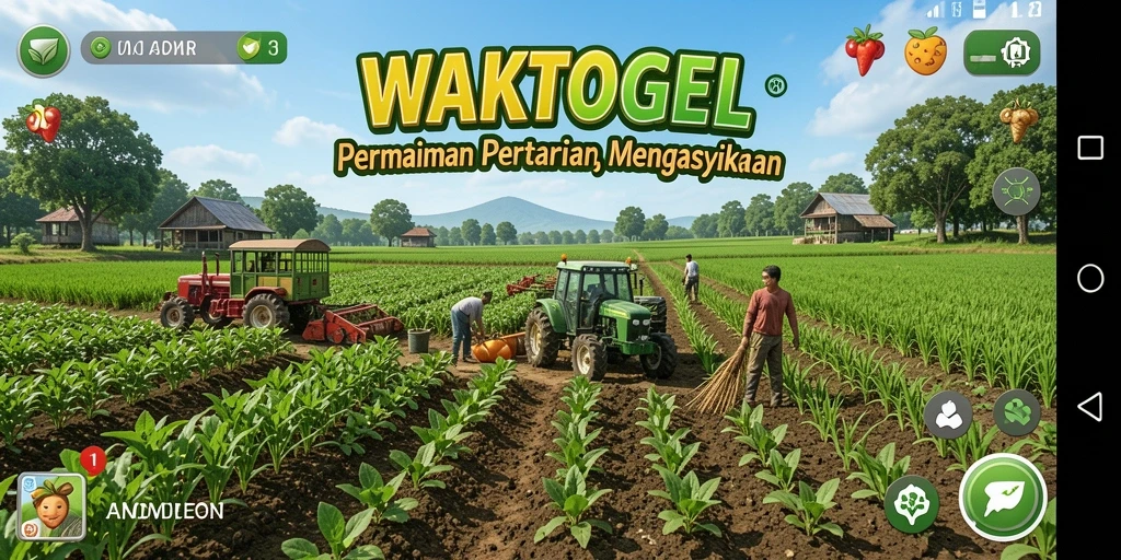 Tampilan gameplay WAKTOGEL yang menyenangkan dalam bertani.